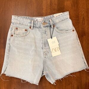 Zara Light Blue High Waist Denim Shorts